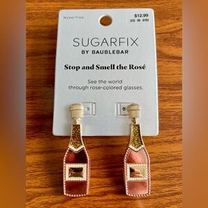 New SUGARFIX by Baublebar STOP AND SMELL THE ROSE wine bottle EARRINGS Sugar Fix